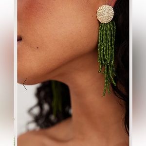 NA-KD x Jessica Haller NEW Green and Gold Beaded Earrings